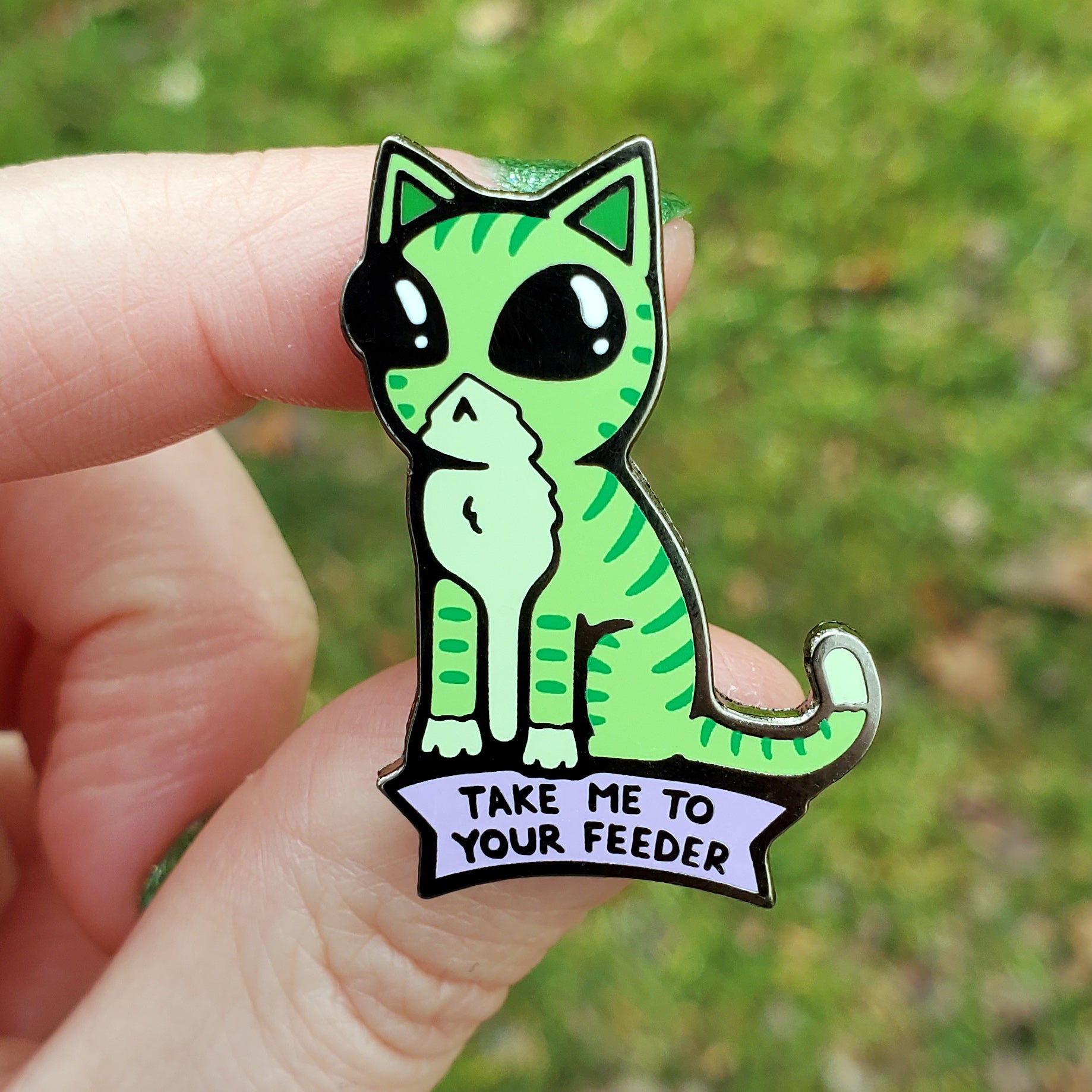Take Me To Your Feeder Cat Pin - Kolorspun Enamel Pins