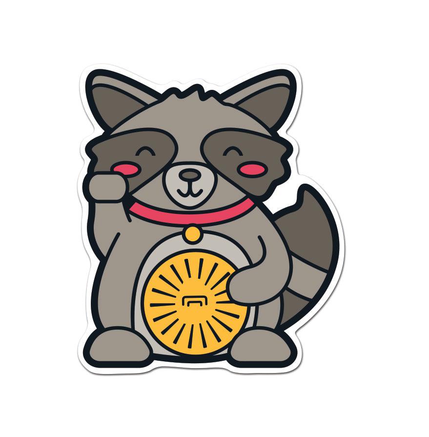 Lucky Raccoon Sticker - Kolorspun Enamel Pins