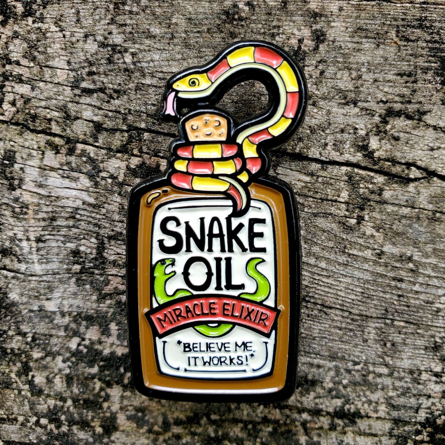 Snake Oil Pin - Kolorspun Enamel Pins