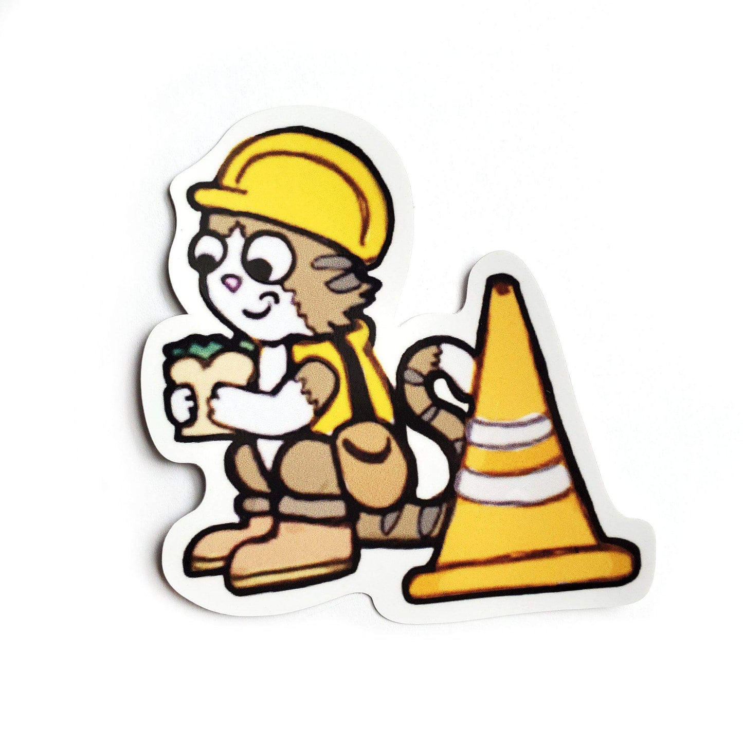 Construction Cat Sticker - Kolorspun Enamel Pins