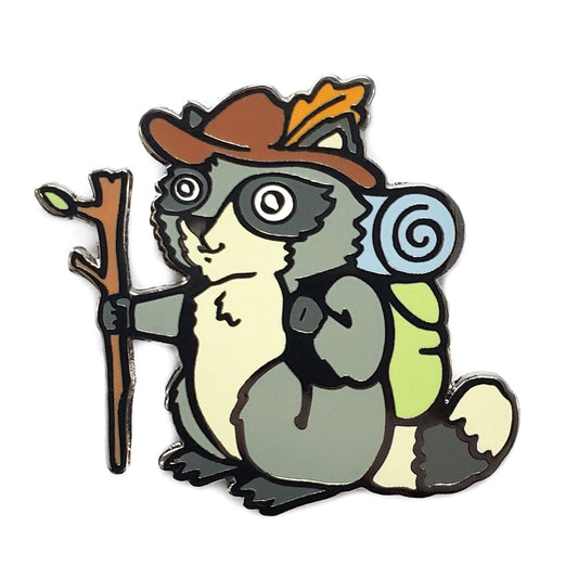 Raccoon Hiker Pin - Kolorspun Enamel Pins