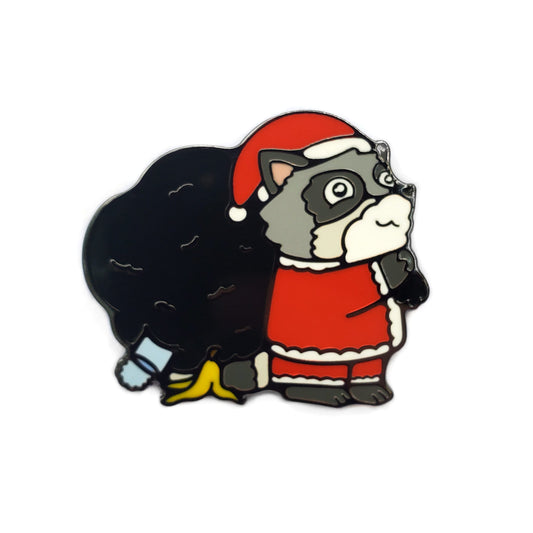Raccoon Santa Pin - Kolorspun Enamel Pins