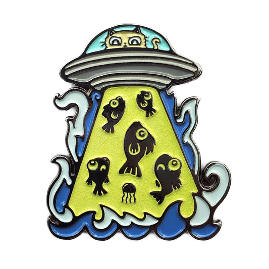 Glowing UFO Cat Golf Ball Marker - Kolorspun Enamel Pins