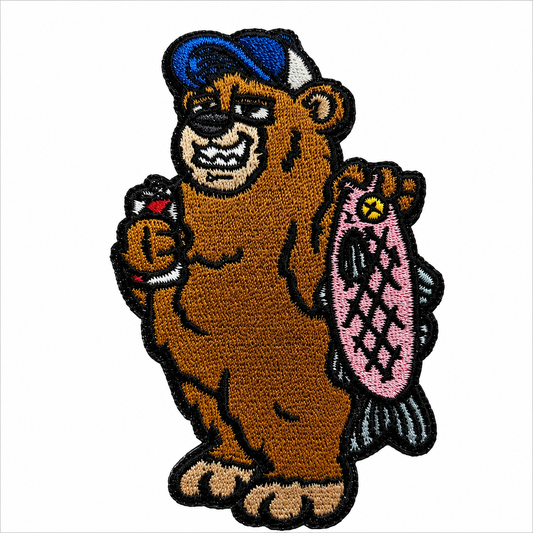Gone Fishing Bear Patch - Kolorspun Enamel Pins