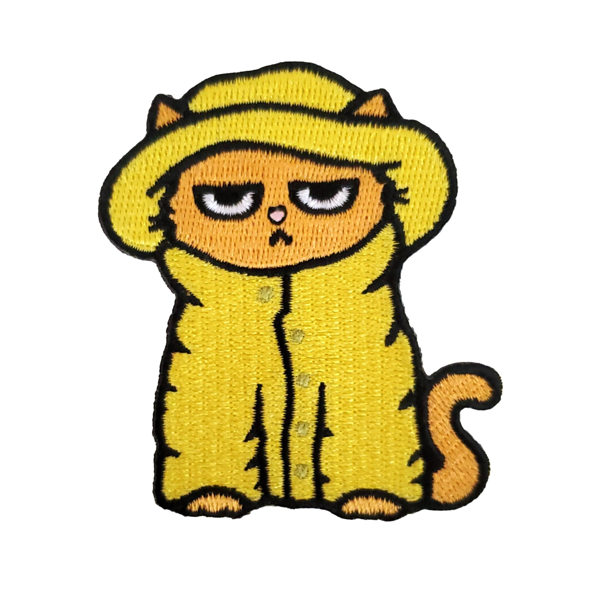 Grumpy Raincoat Cat Patch - Kolorspun Enamel Pins