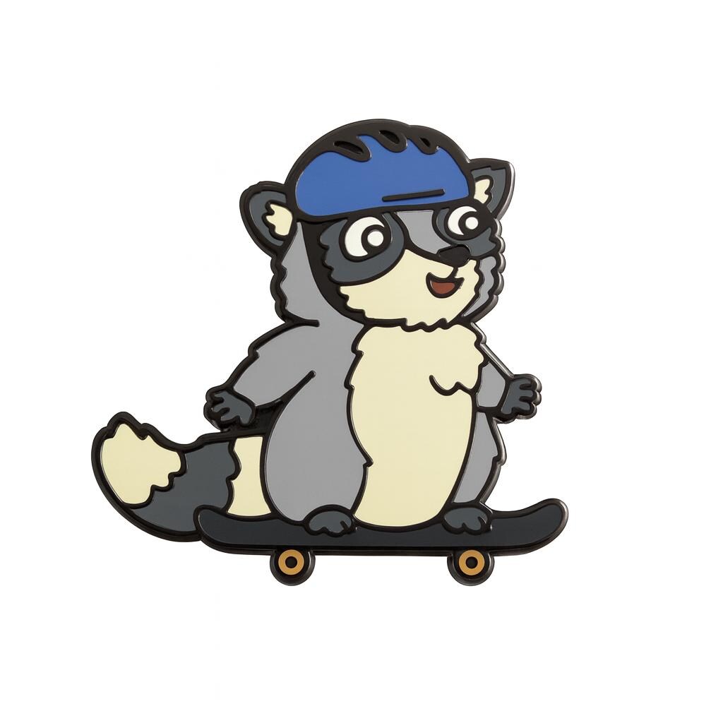 Skater Raccoon Golf Ball Marker - Kolorspun Enamel Pins