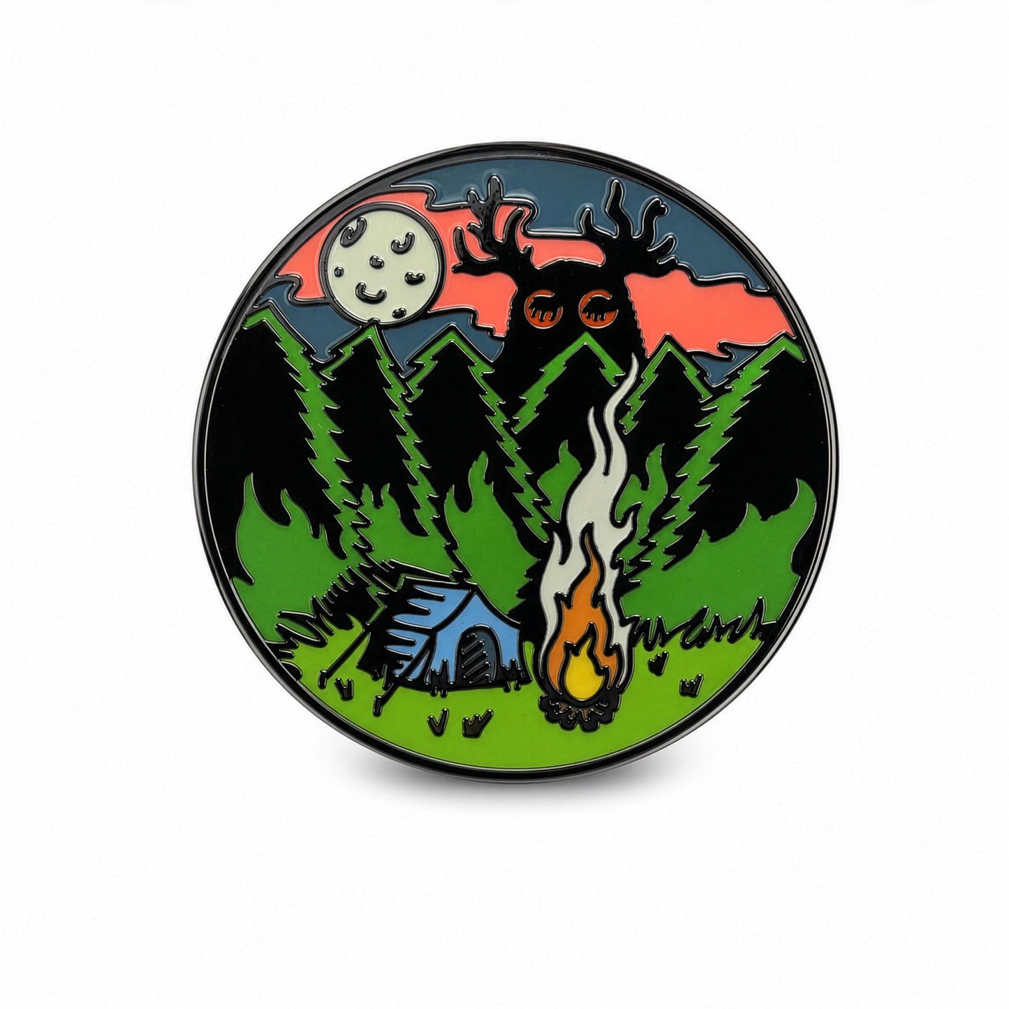 Cryptid Camping Hard Enamel Pin - Kolorspun Enamel Pins