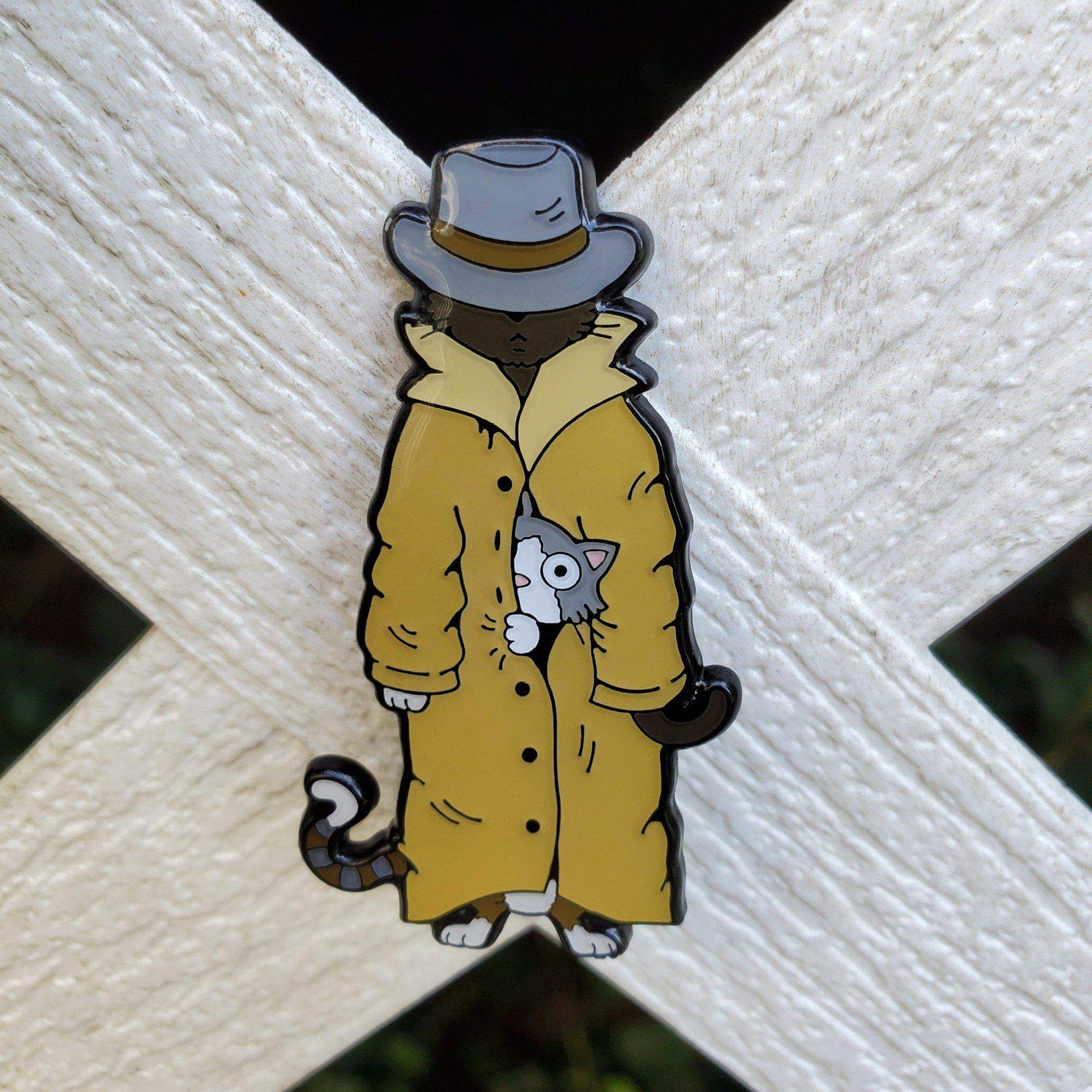 3 Cats in a Trench Coat Pin Kolorspun