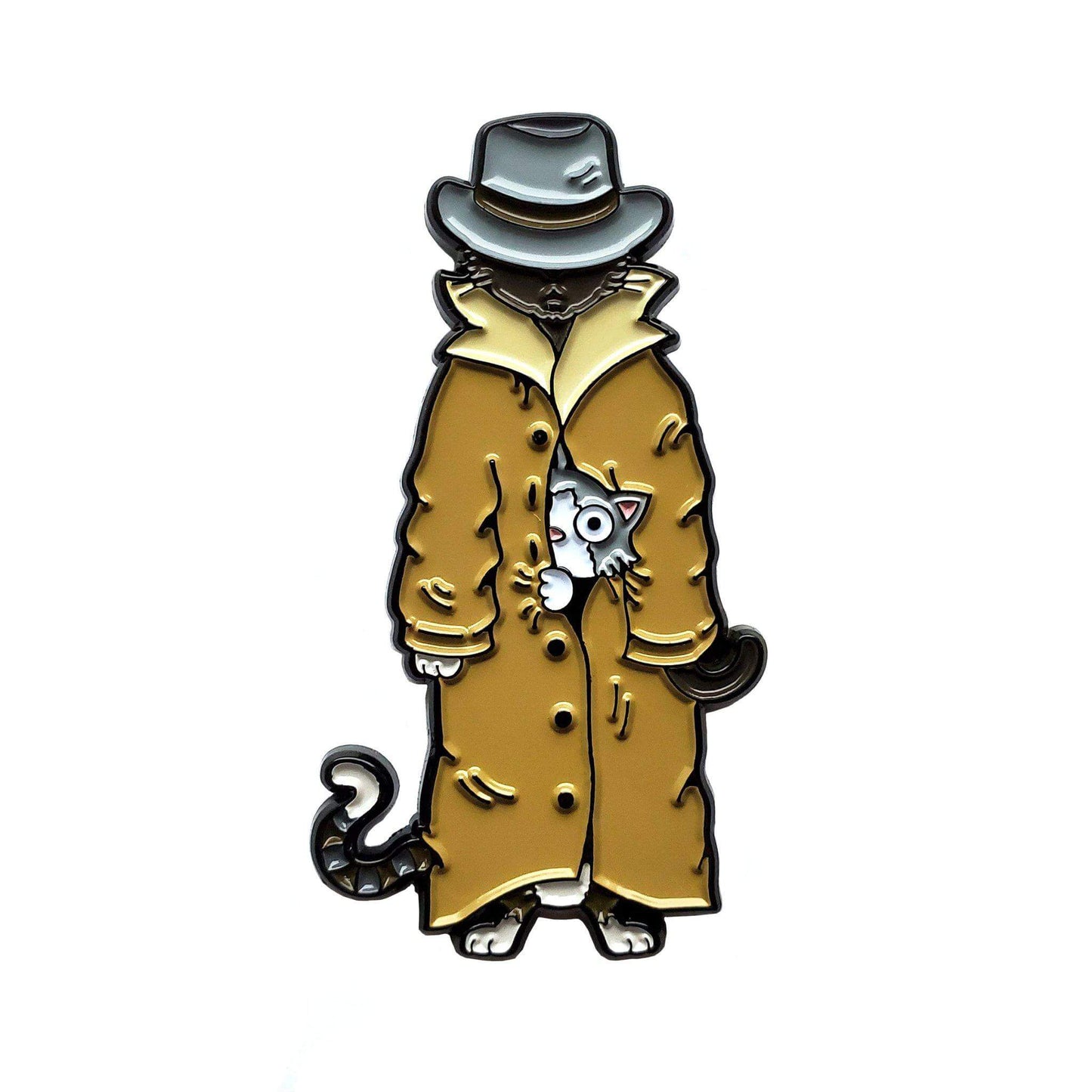 3 Cats in a Trench Coat Pin - Kolorspun Enamel Pins