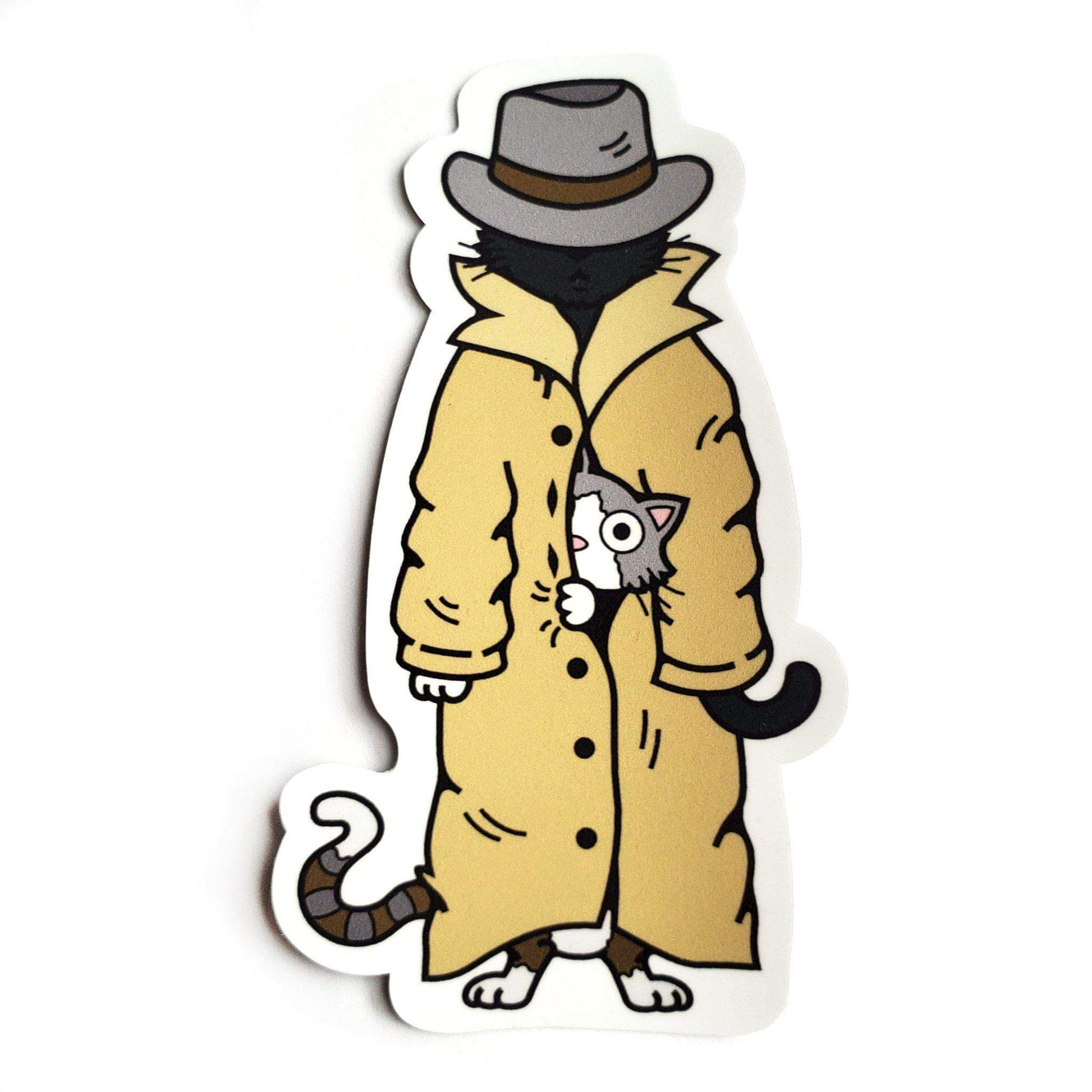 "3 Cats in a Trench Coat" Sticker - Kolorspun Enamel Pins