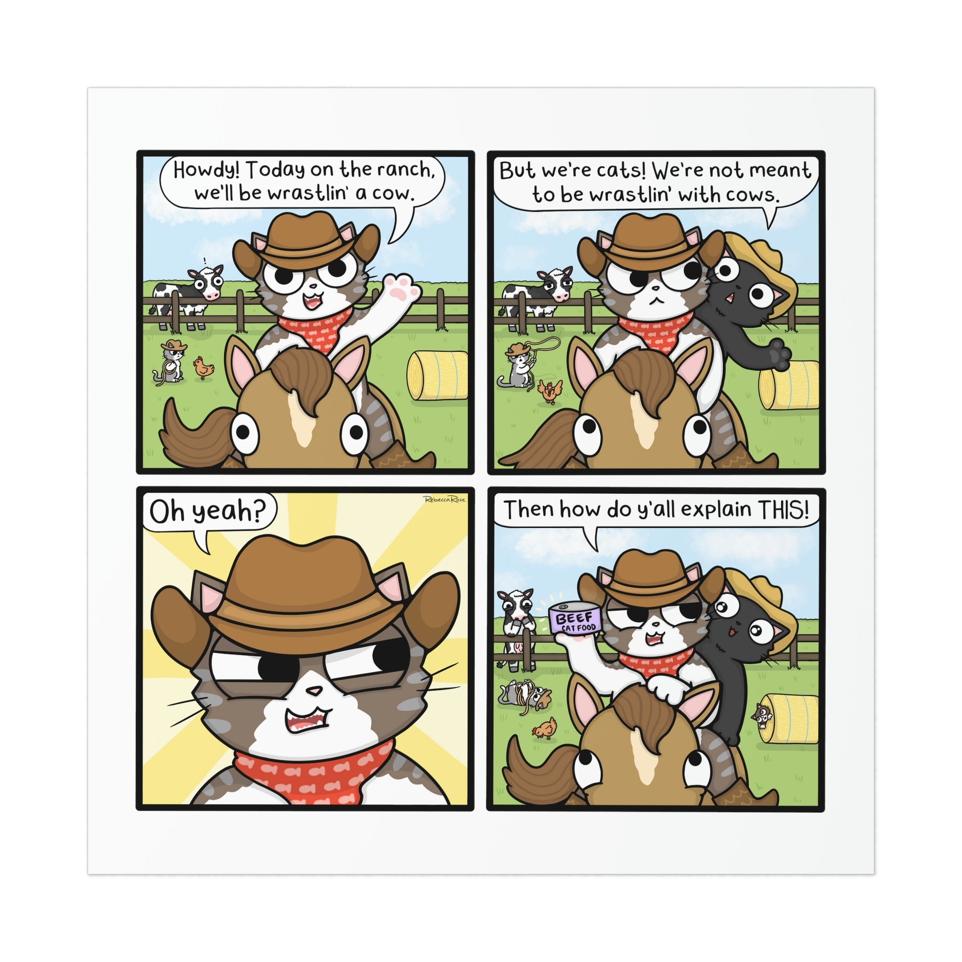 How Now Meow Cow Comic Print - Kolorspun Enamel Pins