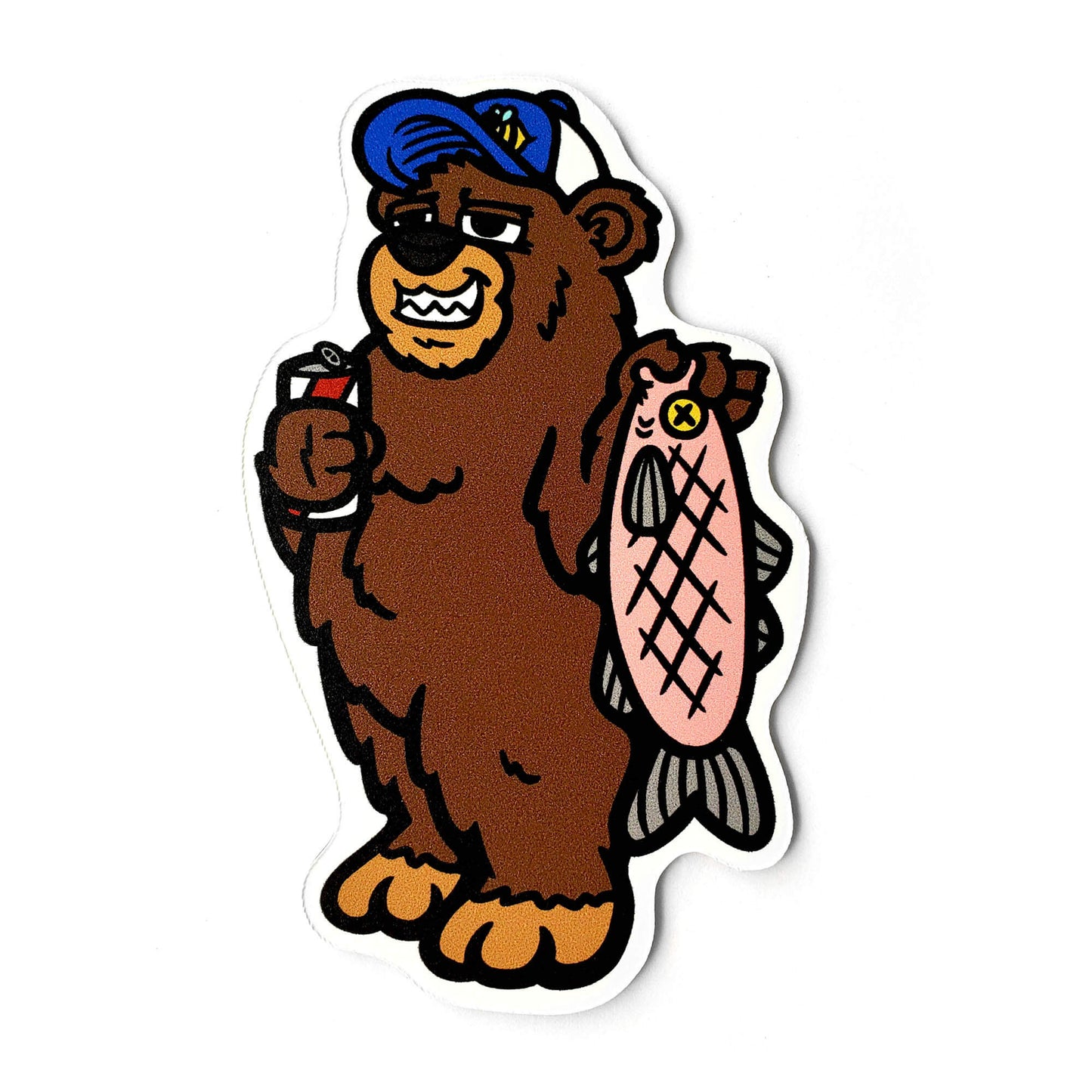 Gone Fishing Bear Sticker - Kolorspun Enamel Pins
