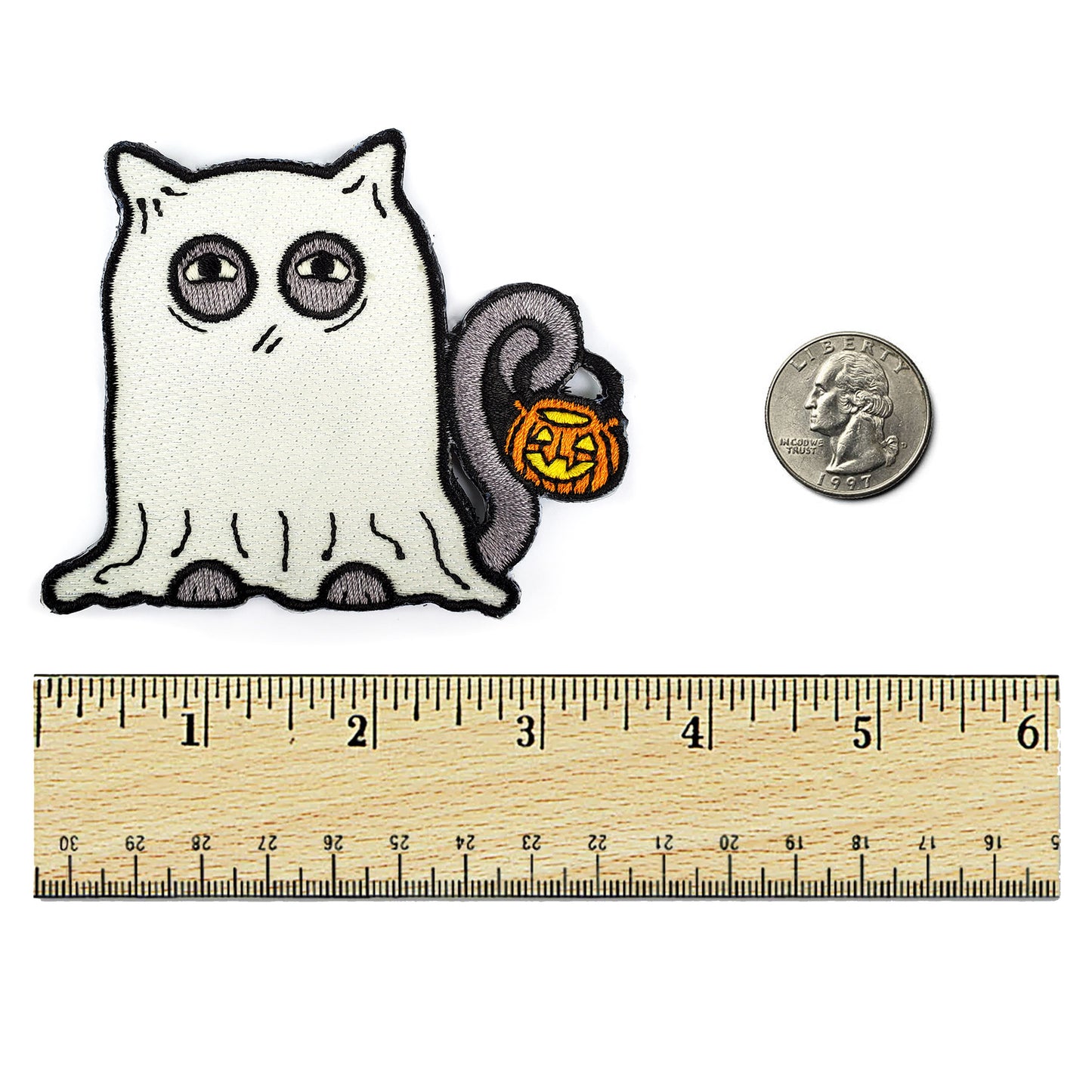 Glowing Ghost Cat Patch - Kolorspun Enamel Pins