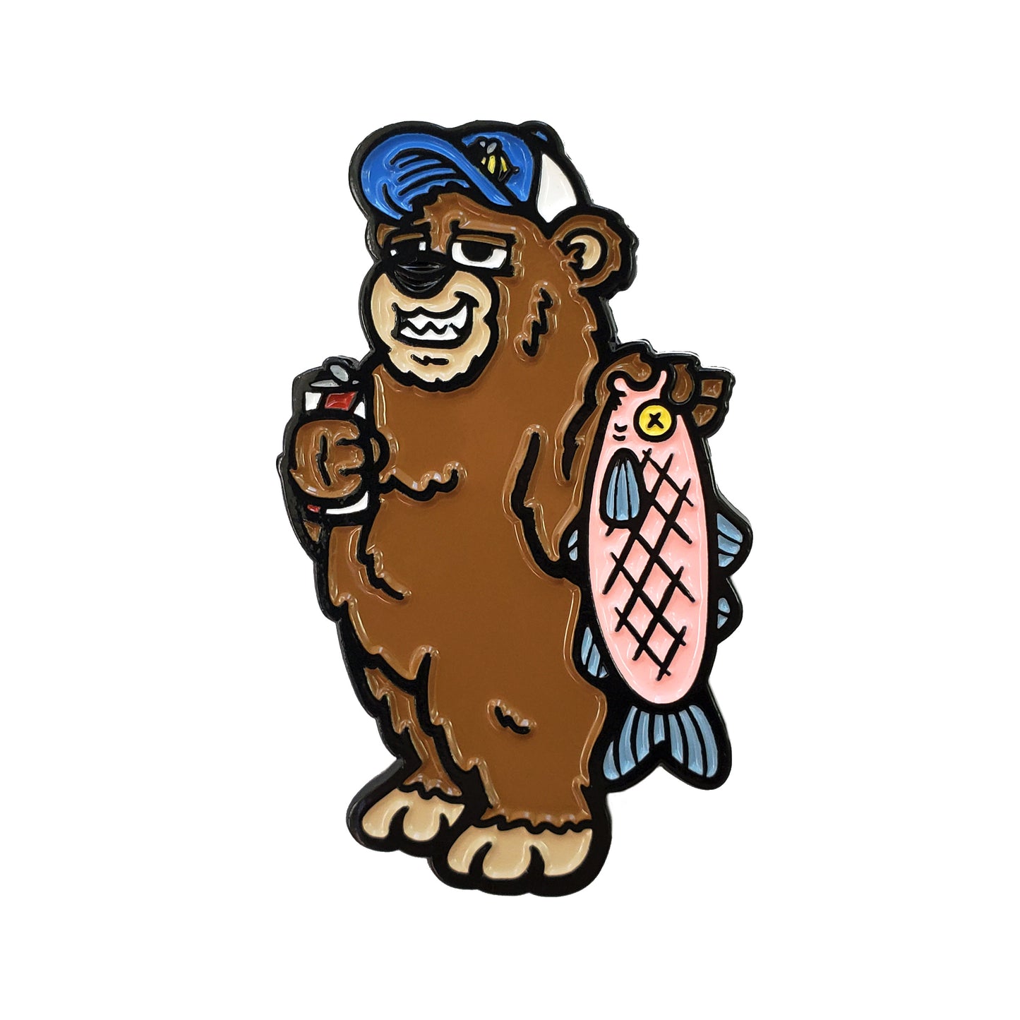 Gone Fishing Bear Pin - Kolorspun Enamel Pins