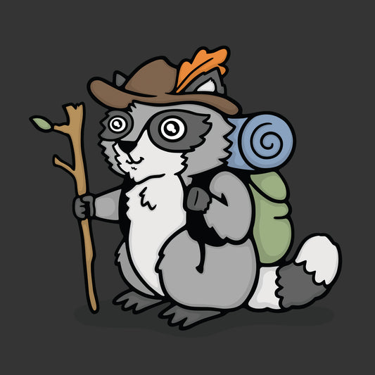 Hiker Raccoon Shirt - Kolorspun Enamel Pins