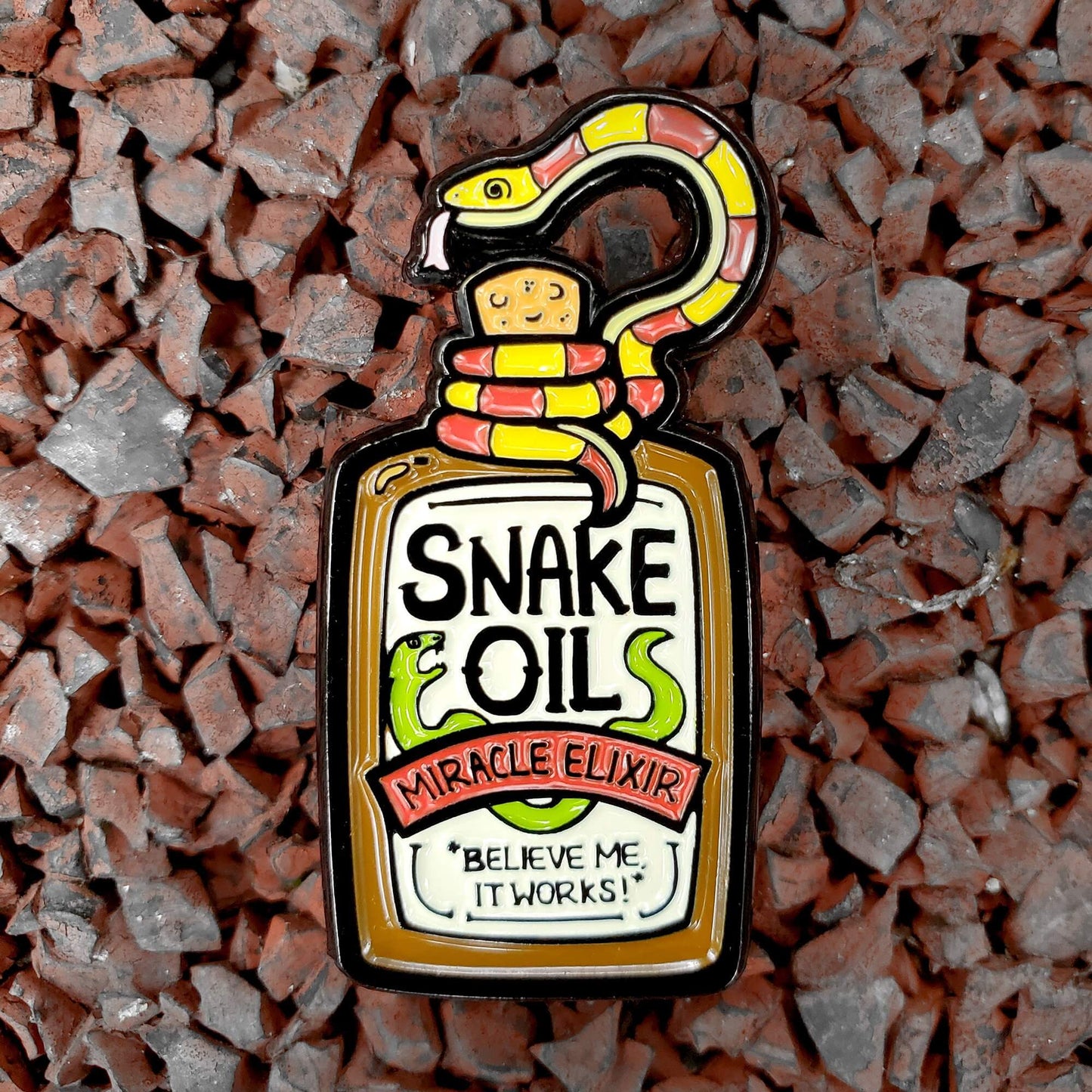 Snake Oil Pin - Kolorspun Enamel Pins