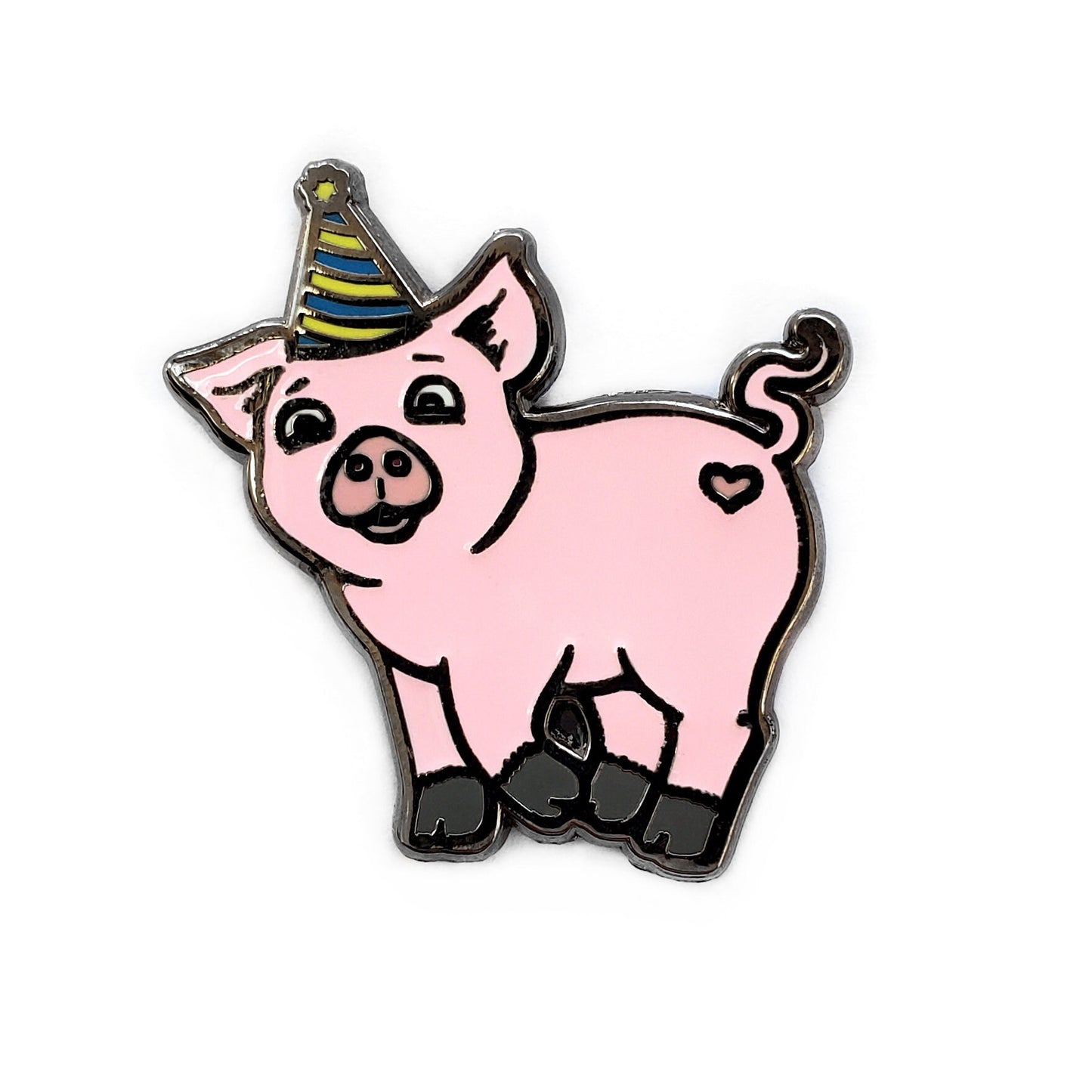 Birthday Party Pig Fridge Magnet - Kolorspun Enamel Pins