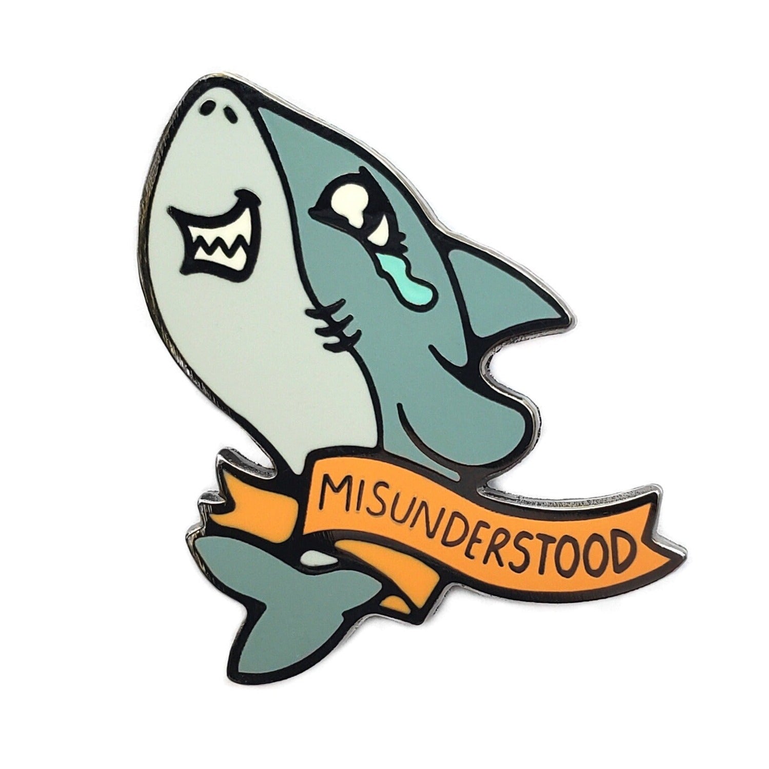 Misunderstood Shark Pin - Kolorspun Enamel Pins