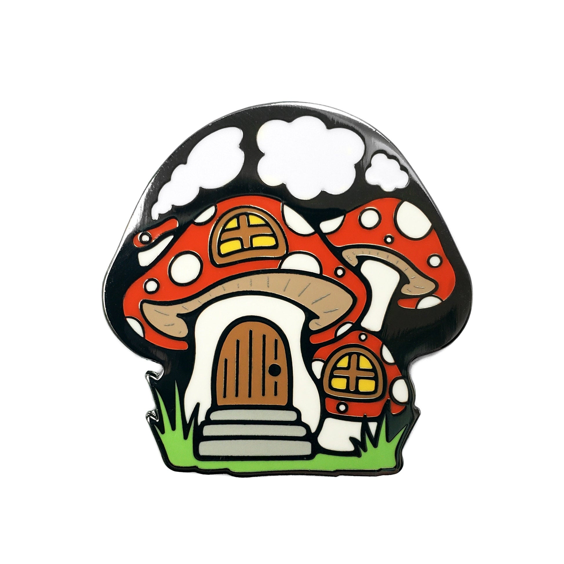 Mushroom House Enamel Pin - Kolorspun Enamel Pins