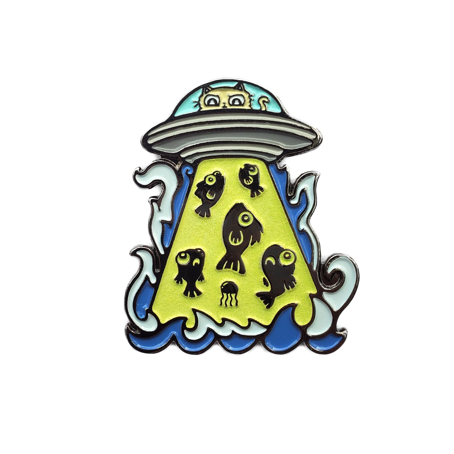 Glowing UFO Cat Golf Ball Marker - Kolorspun Enamel Pins