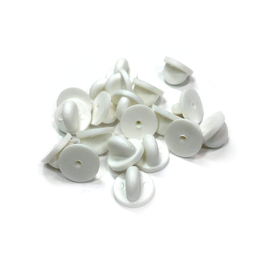 White Rubber Pin Backs - Kolorspun Enamel Pins